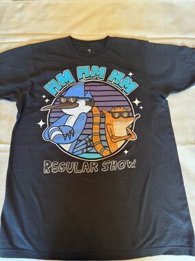 Ripple Junction Regular Show Graphic Tee - Black, Blue, Orange